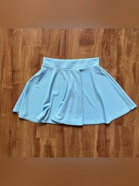 Light Blue Flared Skater Skirt with Wide Waistband